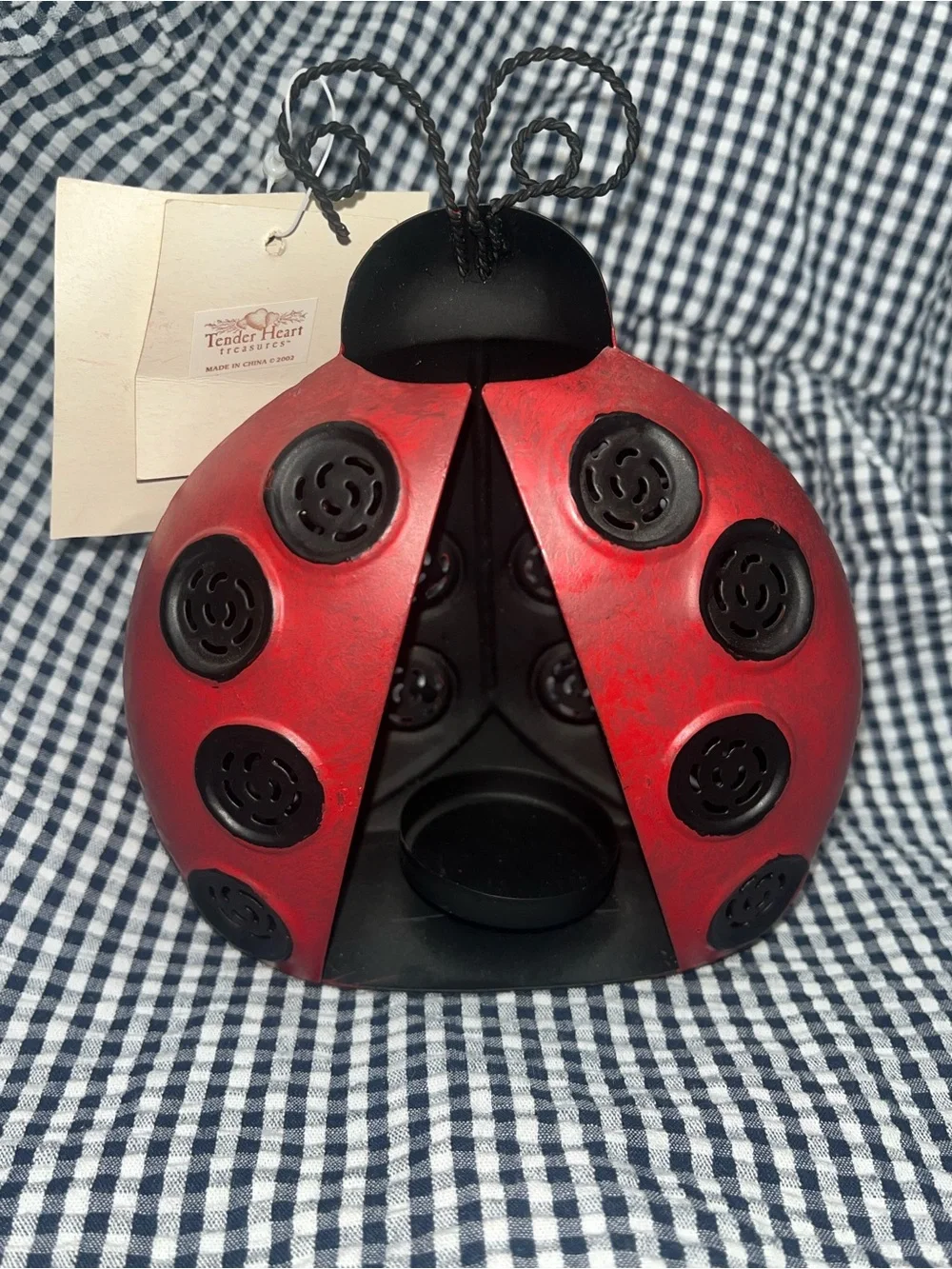 Primitive Ladybug Tea Lite Votive Candle Holder NWT Tender Heart Treasures 2002
